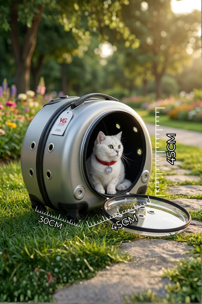 Premium Şeffaf Panoramik Kedi Taşıma Valizi XL – Çekçekli & Tekerlekli Pet Taşıma Çantası Gri