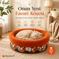 MİYAVHAV 50 cm Yuvarlak Kedi Yatağı- Küçük Irk Köpek Yatağı- Kedi Simit Yatağı