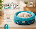 MİYAVHAV 50 cm Yuvarlak Kedi Yatağı- Küçük Irk Köpek Yatağı- Kedi Simit Yatağı