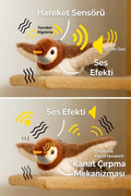 MİYAVHAV USB Şarjlı Uçan Kuş Kedi Oyuncağı Sesli & Hareketli Peluş Kedi Oyuncağı Kutulu