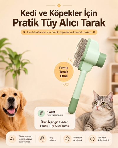 MİYAVHAV Tek Tuşlu Tüy Toplama Tarağı