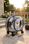 Premium XL Çekçekli Kedi Taşıma Valizi | Şeffaf Astronot Kedi & Küçük Köpek Taşıma Çantası Tekerlekli Şeffaf-Pembe