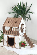 MİYAVHAV Teraslı Kedi Evi 2 katlı dubleks kedi evi kedi yatağı kedi kafesi