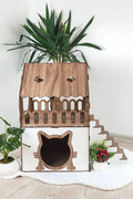 MİYAVHAV Teraslı Kedi Evi 2 katlı dubleks kedi evi kedi yatağı kedi kafesi