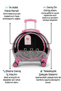 Premium XL Çekçekli Kedi Taşıma Valizi | Şeffaf Astronot Kedi & Küçük Köpek Taşıma Çantası Tekerlekli Şeffaf-Pembe