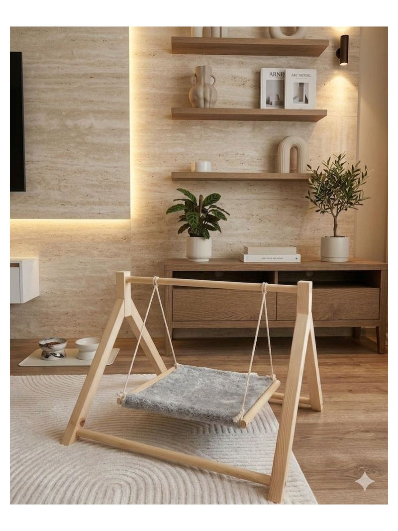 MİYAVHAV Kedi Salıncağı-Doğal Çam Kedi Dinlenme Alanı-Kedi Yatağı-Kedi Balkon Mobilyası-Kedi Bahçe Mobilyası
