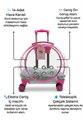 Premium XL Çekçekli Kedi Taşıma Valizi | Şeffaf Astronot Kedi & Küçük Köpek Taşıma Çantası Tekerlekli Şeffaf-Pembe