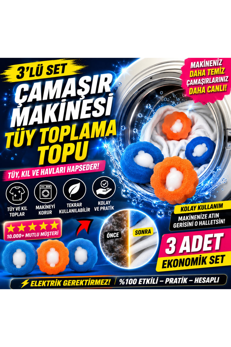 MİYAVHAV Çamaşır Makinesi Tüy ve Kıl Toplama Topu 3'lü Set | Kedi Köpek Tüy toplama Yeniden KullanılabilirÇamaşır Makinesi Tüy ve Kıl Toplama Topu 4'lü Set | Kedi Köpek Tüy toplama Yeniden Kullanılabilir