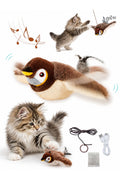 MİYAVHAV USB Şarjlı Uçan Kuş Kedi Oyuncağı Sesli & Hareketli Peluş Kedi Oyuncağı Kutulu